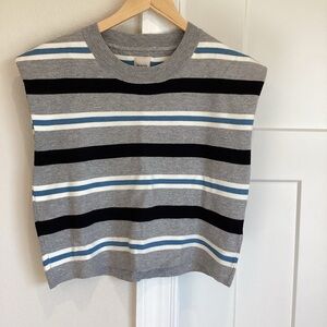 Anthropologie Maeve Noah Muscle Sleeveless Sweater Tank Small Gray Stripe NWT